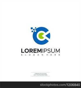 Letter C Tech Logo Logo Template Vector Premium Design