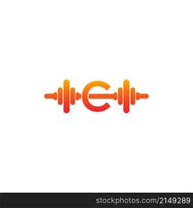 Letter C with barbell icon fitness design template illustration vector