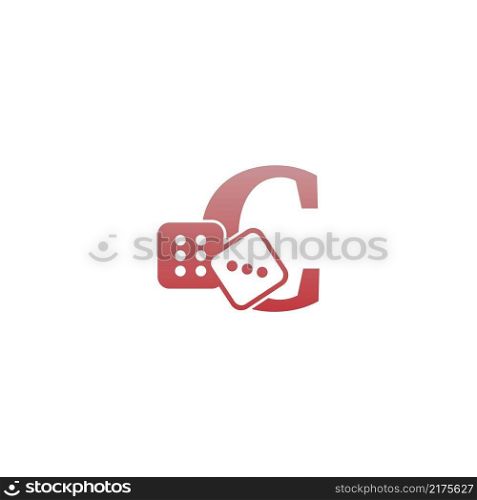 Letter C with dice two icon logo template vector