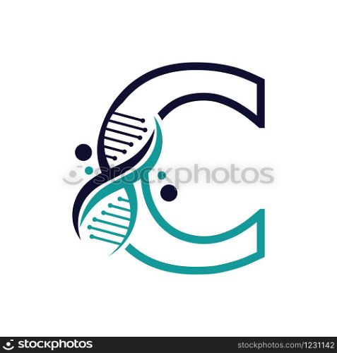 Letter C with DNA logo or symbol Template design vector