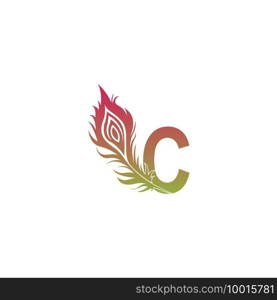 Letter C  with feather logo icon design vector illustration