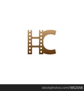 Letter C with film strip icon logo design template illustration