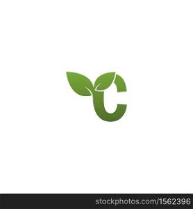 Letter C With green Leaf Symbol Logo Template