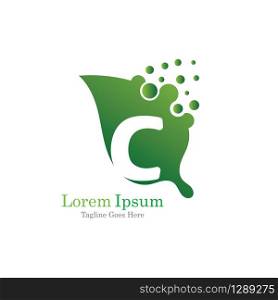 Letter C with leaf creative logo concept template design symbol modern