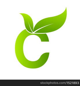 Letter c with leaf element, Ecology concept.