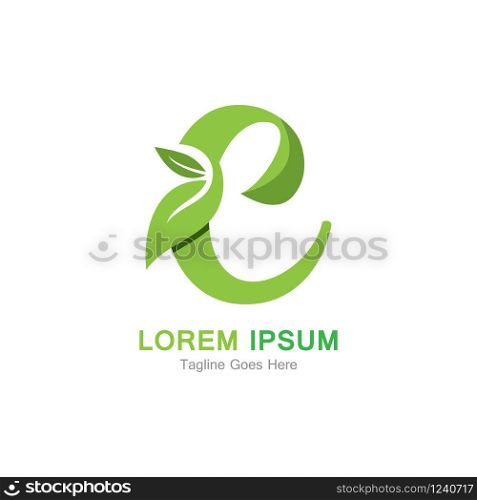 Letter C with leaf logo concept template design