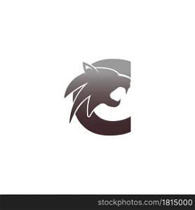 Letter C with panther head icon logo vector template