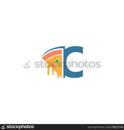 Letter C with pizza icon logo vector template