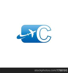 Letter C with plane logo icon design vector illustration