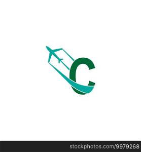 Letter C with plane logo icon design vector illustration