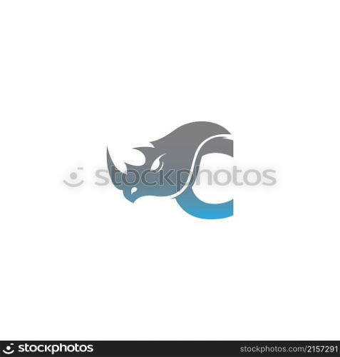 Letter C with rhino head icon logo template vector
