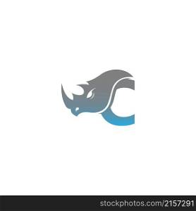 Letter C with rhino head icon logo template vector