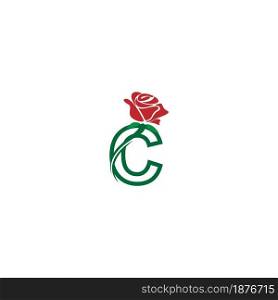 Letter C with rose icon logo vector template illustration