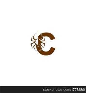 Letter C with spider icon logo design template vector