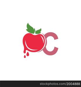 Letter C with tomato icon logo design template illustration vector