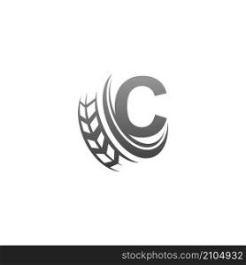 Letter C with trailing wheel icon design template illustration vector