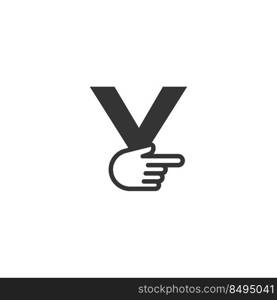 Letter combined with a hand cursor icon illustration template