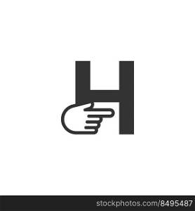 Letter combined with a hand cursor icon illustration template