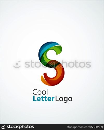Letter company logo design. Clean modern abstract concept made of overlapping flowing wave shapes. Universal brand icon. Letter company logo