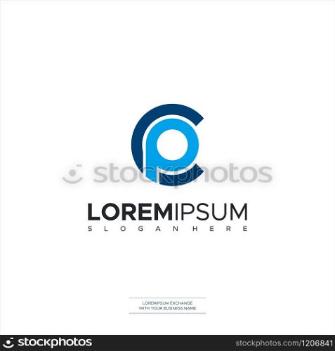 Letter CP C P PC Circle Logo Design Minimal Icon Logo Premium Design