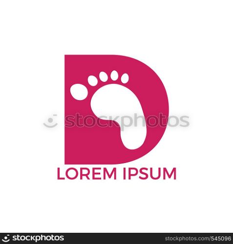 Letter D and feet vector logo design. Foot health icon logo design template. Health care symbol.
