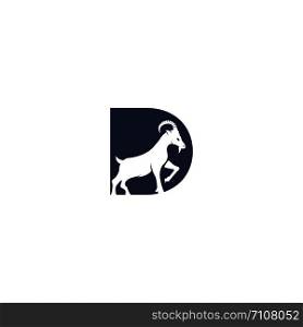 Letter D And Goat Logo Template Design. Mountain goat vector logo design.