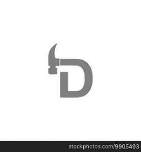 Letter D and hammer combination icon logo design vector