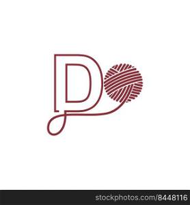 Letter D and skein of yarn icon design illustration vector