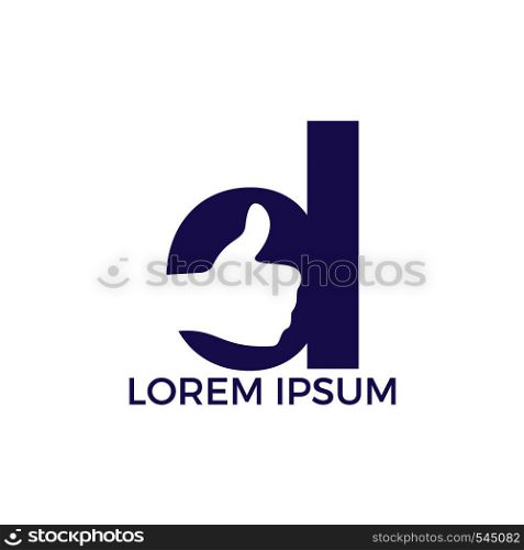 Letter D and Thumbs up vector logo design. Like sign icon. Hand finger up symbol.