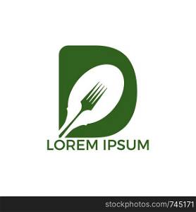 Letter D food logo vector illustration template. Spoon with letter D vector logo concept illustration.