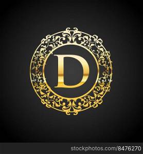Letter D gold luxury v∫a≥ornament logo design