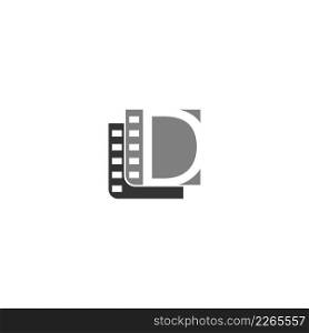 Letter D icon in film strip illustration template vector