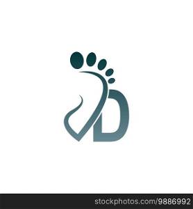 Letter D icon logo combined with footprint icon design template