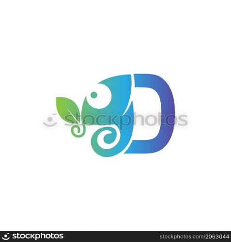 Letter D icon with chameleon logo design template vector
