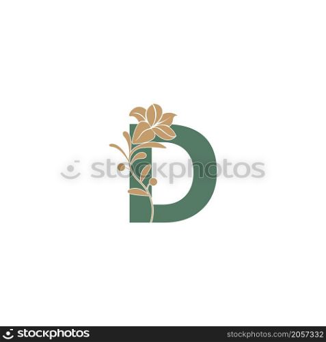Letter D icon with lily beauty illustration template vector