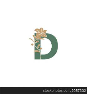Letter D icon with lily beauty illustration template vector