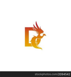 Letter D icon with phoenix logo design template illustration