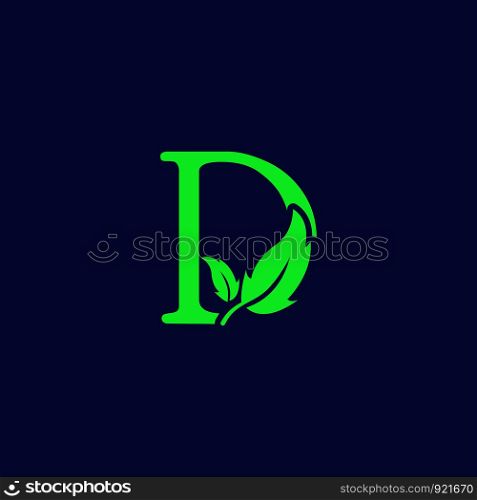 letter d leaf nature, eco green logo template vector illustration. letter d leaf nature, eco green logo template vector isolated