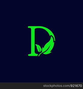 letter d leaf nature, eco green logo template vector illustration. letter d leaf nature, eco green logo template vector isolated
