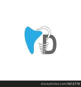 Letter D logo icon with dental design illustration vector 