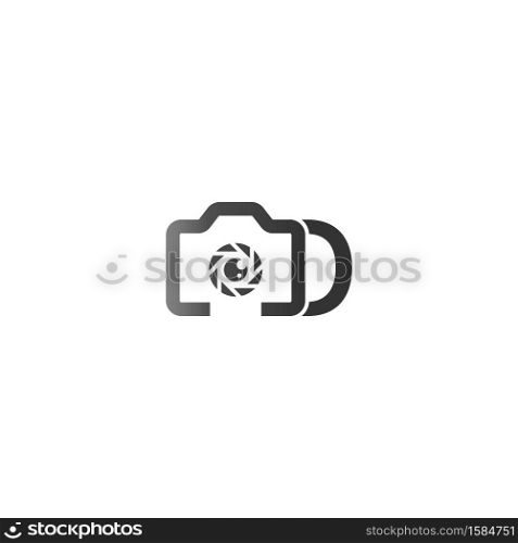 Letter D logo of the photography is combined with the camera icon template