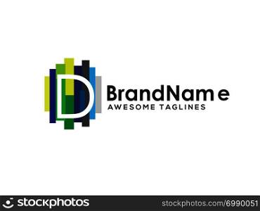 letter d logo with colorful paint stripes