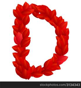Letter D of red petals alphabet