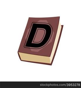 Letter D on e cover of book. Old Edition with alphabetical icon. Concept of template elements ABC&#xA;