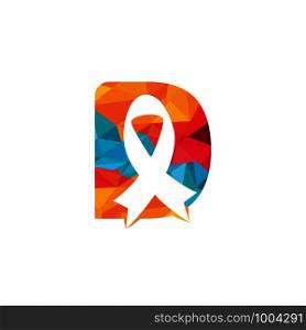 Letter D Pink ribbon vector logo design. Breast cancer awareness symbol. October is month of Breast Cancer Awareness in the world.