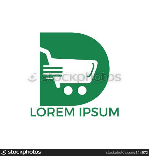 Letter D Shopping logo design. Abstract colorful shopping cart icon and smile. App Shopping Logo.