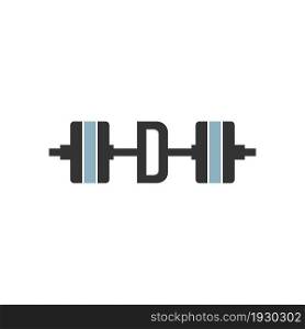 Letter D with barbell icon fitness design template vector