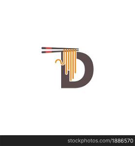 Letter D with chopsticks and noodle icon logo design template