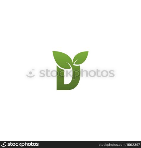 Letter D With green Leaf Symbol Logo Template