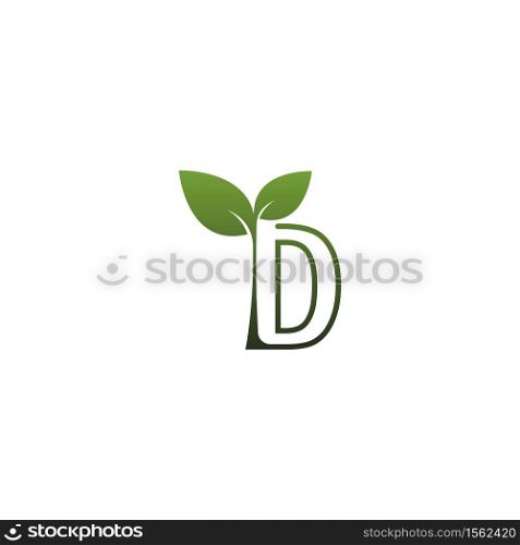 Letter D With green Leaf Symbol Logo Template